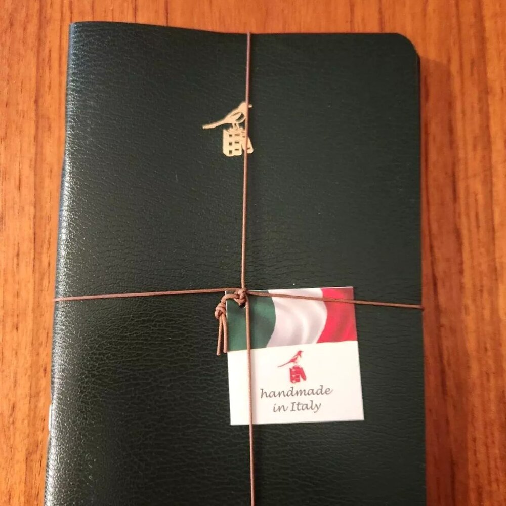 NWT SET 3 BIEFFE GREEN JOURNAL/NOTEBOOKS 8" X 5.5" RED EDGES MADE ITALY